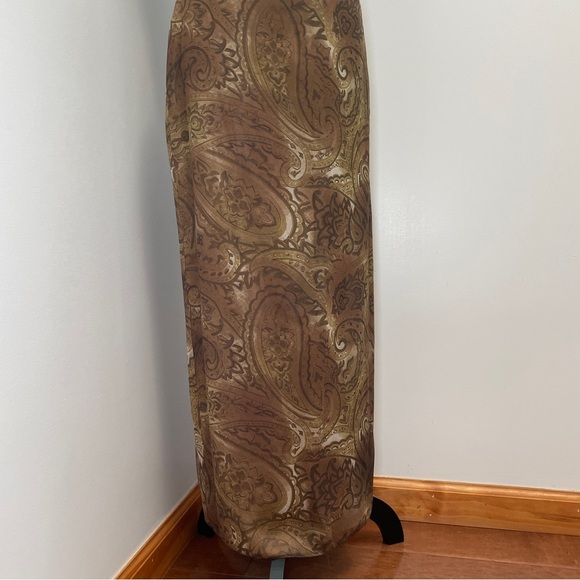 NEW! Mirror Palais- S&M PAISLEY-PRINT COWL-NECK SILK MIDI DRESS Brown Size M - Picture 4 of 14